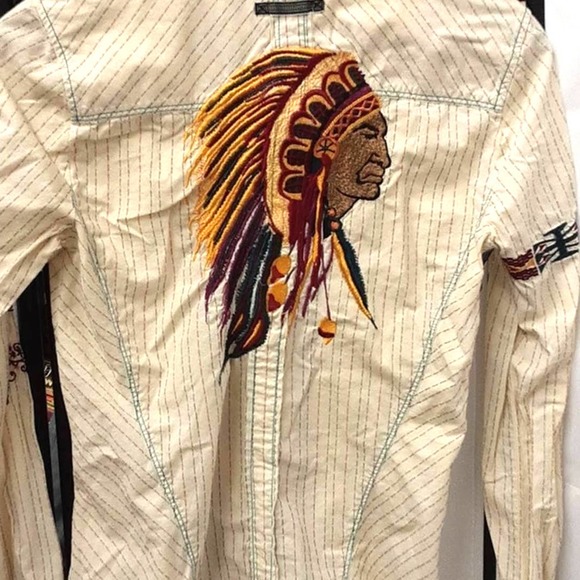 Rare Art to Wear Native American Johnny Was Boho Embroidered Button Up Shirt - Picture 2 of 6